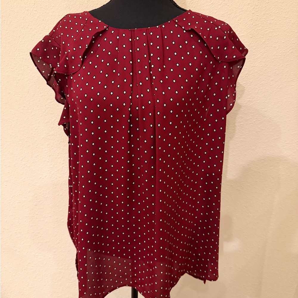 Liz Claiborne Maroon Polka Dot Blouse